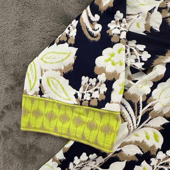 Talbots Blouse 2XL Petite 2X Square Neck 3/4 Sleeve Shirt Navy Blue Silky - Picture 4 of 6